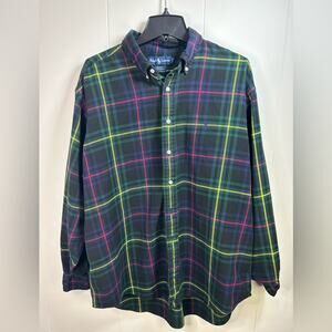 Ralph Lauren Men’s 100% Cotton Blake Button Down Long Sleeve Plaid Shirt Size XL